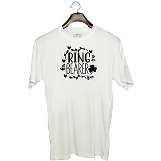                       UDNAG Unisex Round Neck Graphic 'Ring | Ring bearer' Polyester T-Shirt White                                              