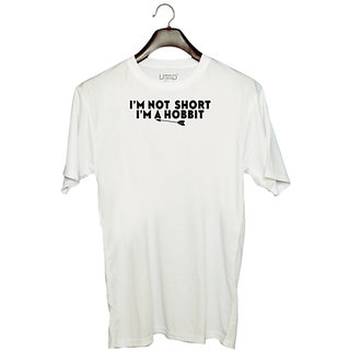                       UDNAG Unisex Round Neck Graphic 'Hobbit | IM NOT SHORT IM A HOBBIT' Polyester T-Shirt White                                              
