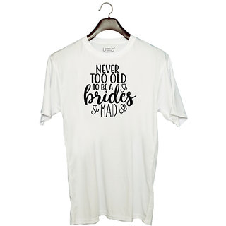                      UDNAG Unisex Round Neck Graphic 'Bride | Never too' Polyester T-Shirt White                                              