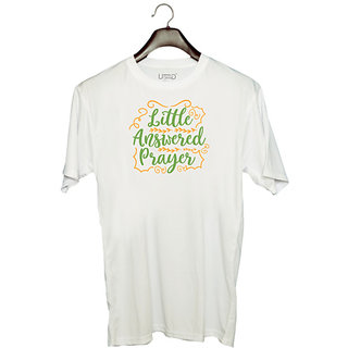                      UDNAG Unisex Round Neck Graphic 'Prayer | little answered prayer' Polyester T-Shirt White                                              