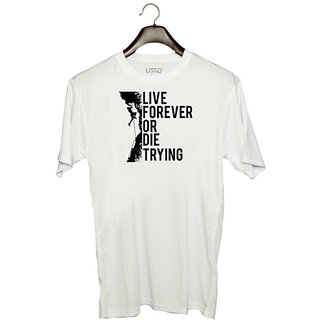                       UDNAG Unisex Round Neck Graphic 'Adventure | Live forever' Polyester T-Shirt White                                              