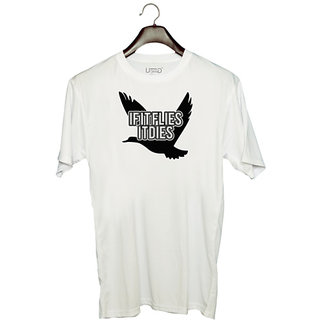                       UDNAG Unisex Round Neck Graphic 'Bird | if it flies it dies' Polyester T-Shirt White                                              