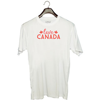                      UDNAG Unisex Round Neck Graphic 'Canada | love canada' Polyester T-Shirt White                                              