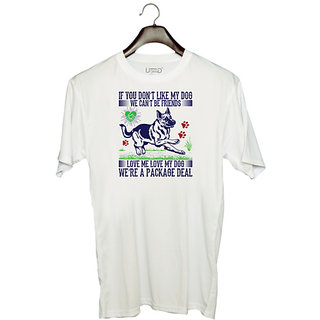                       UDNAG Unisex Round Neck Graphic 'Dog | IF YOU DONT LIKE MY DOG' Polyester T-Shirt White                                              
