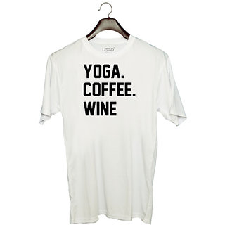                       UDNAG Unisex Round Neck Graphic 'Yoga | YOGA' Polyester T-Shirt White                                              