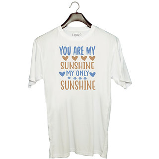                       UDNAG Unisex Round Neck Graphic 'Sunshine | You are my' Polyester T-Shirt White                                              