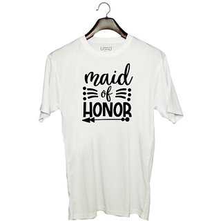                       UDNAG Unisex Round Neck Graphic 'Honour | Maid of Honour' Polyester T-Shirt White                                              