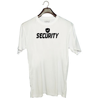                       UDNAG Unisex Round Neck Graphic '| security' Polyester T-Shirt White                                              