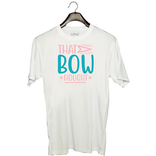                       UDNAG Unisex Round Neck Graphic 'Bow | THAT BOW THOUGHT' Polyester T-Shirt White                                              
