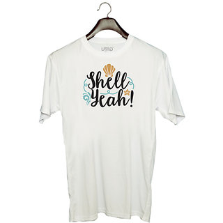                       UDNAG Unisex Round Neck Graphic '| Shell Yeah' Polyester T-Shirt White                                              