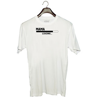                       UDNAG Unisex Round Neck Graphic 'Mother | MAMA LOADING' Polyester T-Shirt White                                              