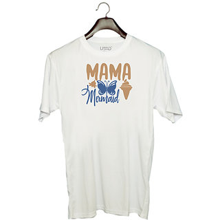                       UDNAG Unisex Round Neck Graphic 'Mother | Mama 2' Polyester T-Shirt White                                              