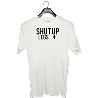                       UDNAG Unisex Round Neck Graphic '| shut up legs' Polyester T-Shirt White                                              