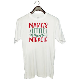                       UDNAG Unisex Round Neck Graphic 'Mother | MAMAS LITTLE MIRACLE' Polyester T-Shirt White                                              