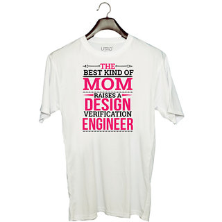                       UDNAG Unisex Round Neck Graphic 'Mother, Design Engineer | The best kind of' Polyester T-Shirt White                                              