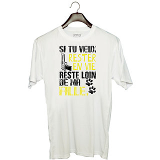                       UDNAG Unisex Round Neck Graphic '| SI TU VEUX' Polyester T-Shirt White                                              