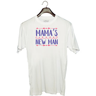                      UDNAG Unisex Round Neck Graphic 'Mother | MAMAS NEW MAN' Polyester T-Shirt White                                              