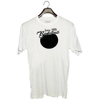                       UDNAG Unisex Round Neck Graphic 'Basketball | Since 1995 Basketball' Polyester T-Shirt White                                              