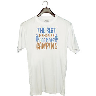                       UDNAG Unisex Round Neck Graphic 'Camping | The Best Memories Are Made Camping' Polyester T-Shirt White                                              