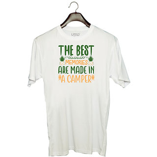                       UDNAG Unisex Round Neck Graphic 'Camper | The Best Memories Are Made In A Camper' Polyester T-Shirt White                                              