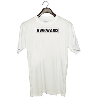                       UDNAG Unisex Round Neck Graphic '| awkward' Polyester T-Shirt White                                              