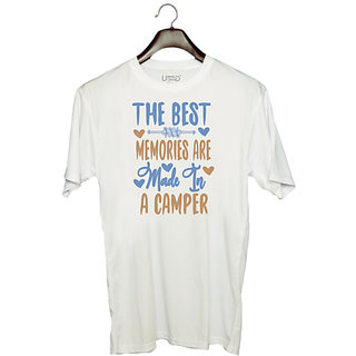                       UDNAG Unisex Round Neck Graphic 'Adventure | The best memories' Polyester T-Shirt White                                              