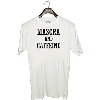                       UDNAG Unisex Round Neck Graphic 'Makeup | MASCRA' Polyester T-Shirt White                                              