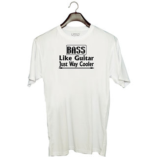                       UDNAG Unisex Round Neck Graphic 'Guitar | bass like guiter' Polyester T-Shirt White                                              
