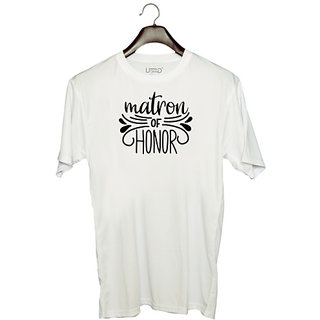                       UDNAG Unisex Round Neck Graphic 'Honour | Matron' Polyester T-Shirt White                                              