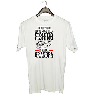                       UDNAG Unisex Round Neck Graphic 'Grand Father | THE ONLYTHING I LOVE MORE THAN' Polyester T-Shirt White                                              