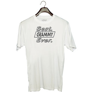                       UDNAG Unisex Round Neck Graphic 'Grammy | best grammy ever' Polyester T-Shirt White                                              