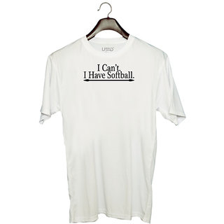                       UDNAG Unisex Round Neck Graphic 'Game Softball | i can't i have softball' Polyester T-Shirt White                                              