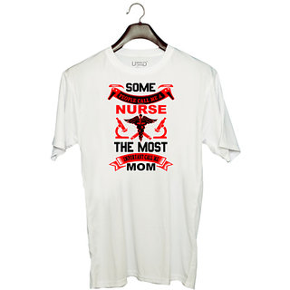                       UDNAG Unisex Round Neck Graphic 'Nurse | SOME PEOPLE CALL ME A' Polyester T-Shirt White                                              