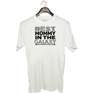                       UDNAG Unisex Round Neck Graphic 'Mother | best mommy in the galaxy' Polyester T-Shirt White                                              