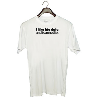                       UDNAG Unisex Round Neck Graphic '| i like big data and i cannot lie' Polyester T-Shirt White                                              