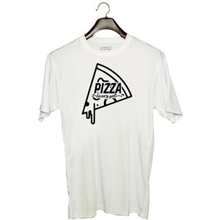                      UDNAG Unisex Round Neck Graphic 'Pizza | pizza luxury yet-' Polyester T-Shirt White                                              