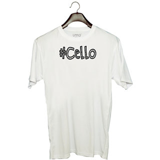                       UDNAG Unisex Round Neck Graphic '| cello' Polyester T-Shirt White                                              