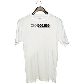                       UDNAG Unisex Round Neck Graphic 'CEO | 000,000' Polyester T-Shirt White                                              