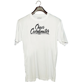                       UDNAG Unisex Round Neck Graphic 'Coordinator | chaos coordinator,' Polyester T-Shirt White                                              