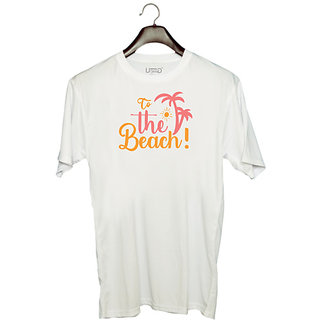                       UDNAG Unisex Round Neck Graphic 'Summer | to the beach' Polyester T-Shirt White                                              
