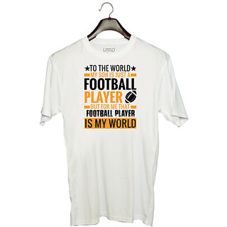                       UDNAG Unisex Round Neck Graphic 'Football | TO THE WORLD' Polyester T-Shirt White                                              