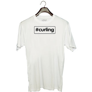                       UDNAG Unisex Round Neck Graphic '| curling 2' Polyester T-Shirt White                                              