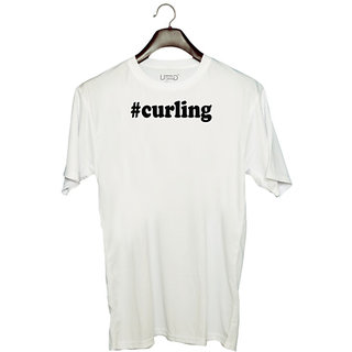                       UDNAG Unisex Round Neck Graphic '| curling' Polyester T-Shirt White                                              