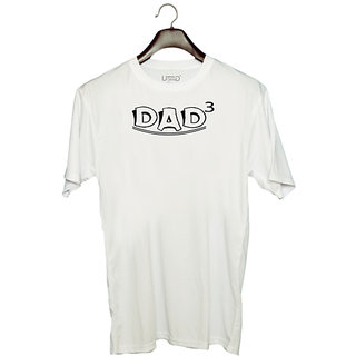                       UDNAG Unisex Round Neck Graphic 'Father | dad 3' Polyester T-Shirt White                                              
