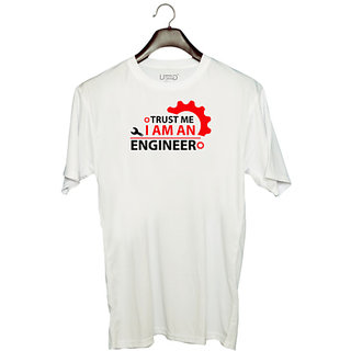                      UDNAG Unisex Round Neck Graphic 'Engineer | TRUST ME IAM AN' Polyester T-Shirt White                                              
