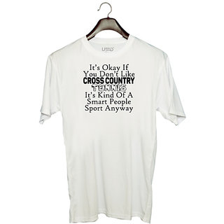                       UDNAG Unisex Round Neck Graphic 'Tennis | it is okay if you do not like cross country' Polyester T-Shirt White                                              