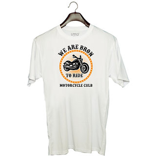                       UDNAG Unisex Round Neck Graphic 'Motorcycle, Rider | we are bron' Polyester T-Shirt White                                              