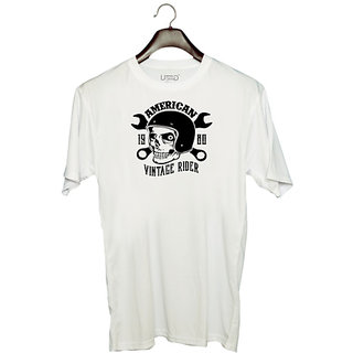                       UDNAG Unisex Round Neck Graphic 'Vintage Rider | American vintage' Polyester T-Shirt White                                              