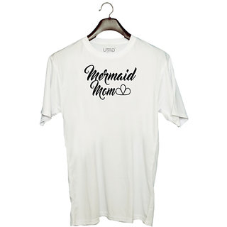                       UDNAG Unisex Round Neck Graphic 'Mother | mermaid mom-a' Polyester T-Shirt White                                              