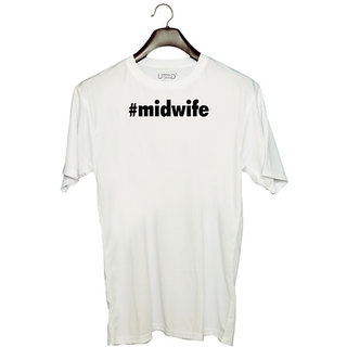                       UDNAG Unisex Round Neck Graphic '| midwife' Polyester T-Shirt White                                              